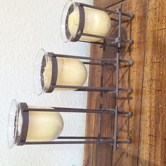 3 Piece Brown Metal Muti-Height Candle Holder Set - Picture 6 of 6